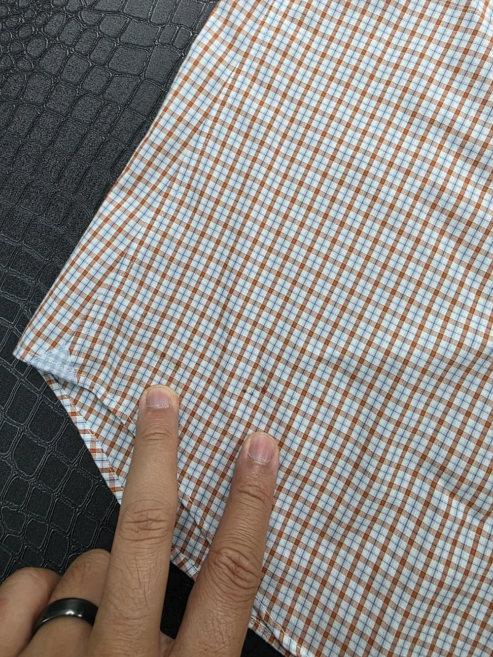 Banana Republic Grant Fit Non-Iron Dress Shirt Size XL Orange Blue Checkered